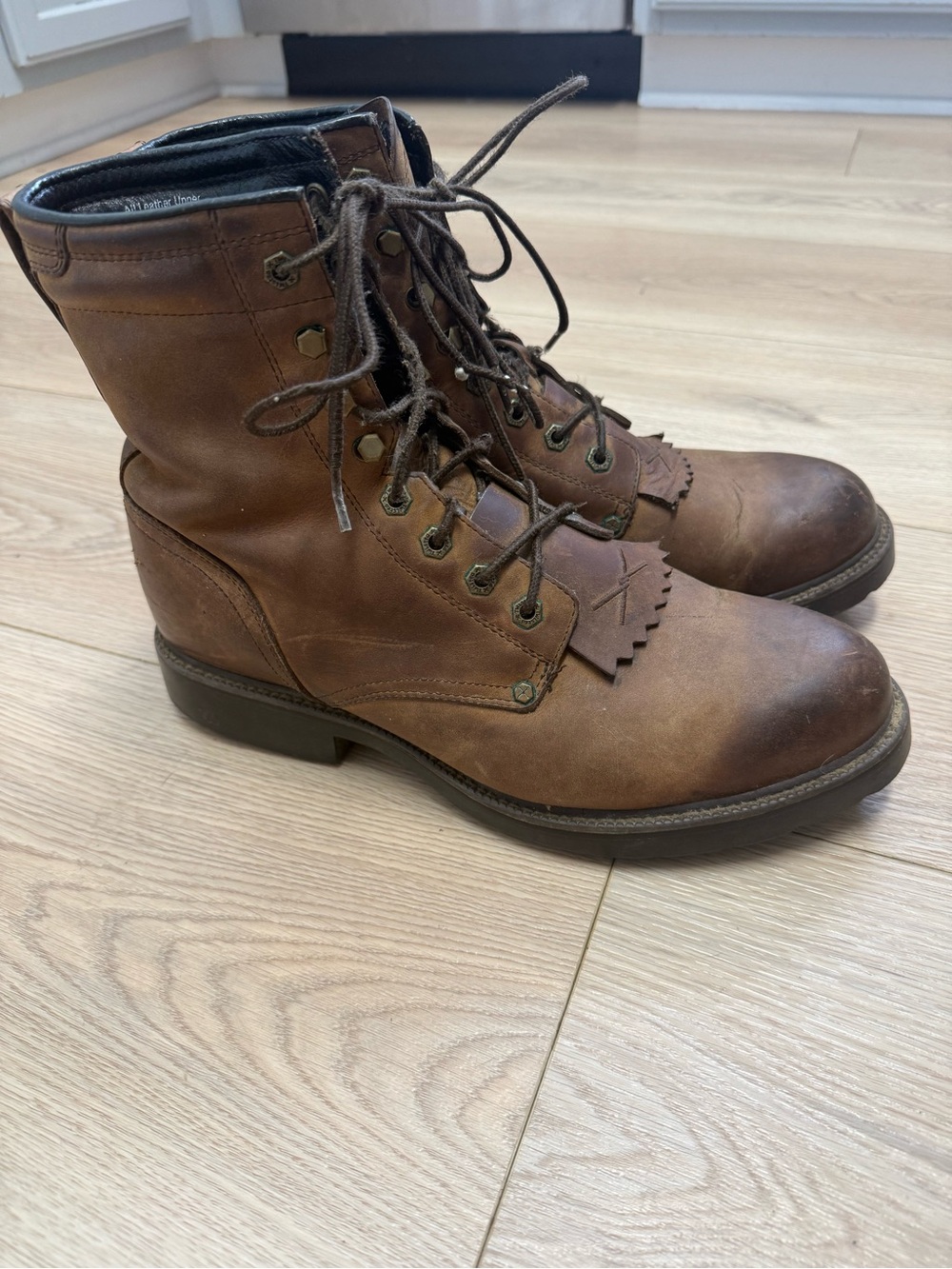 Twisted X Mens Brown Leather Kiltie Boots Lace Up Boots MWL0001 Size 10.5 EE